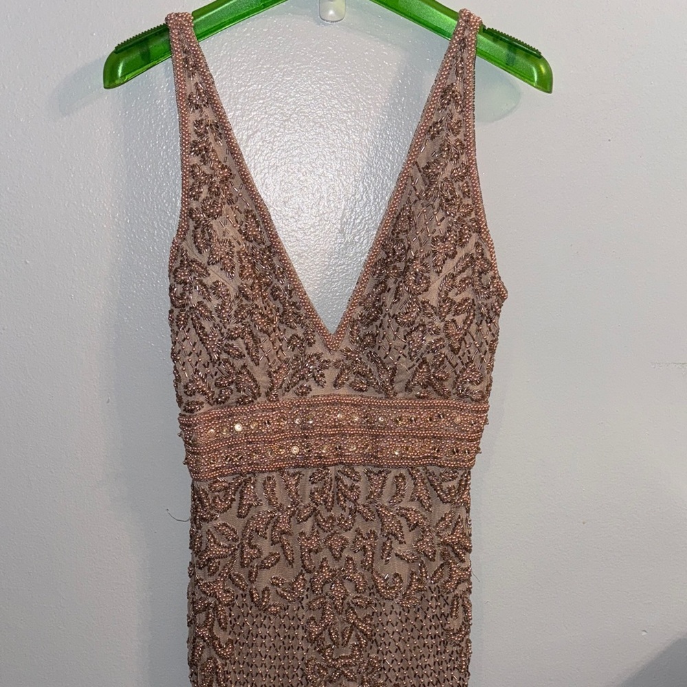 Sherri Hill Beaded Brown Prom Dress